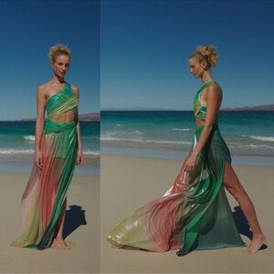 Baobab Helena One Shoulder Cutout Dress Multicolor Bliss NEW with tags